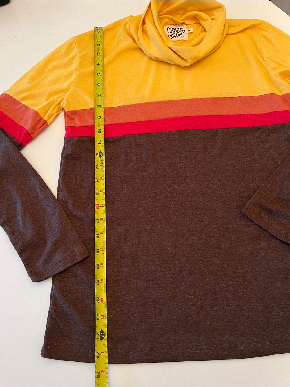 Camp Collection Striped Turtleneck, size M, retro 70s brown orange yellow - Picture 6 of 8